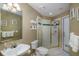 Simple bathroom with a walk-in shower and single sink at 4847 Shoreline Cir, Sanford, FL 32771