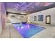 Indoor pool and spa with a unique painted ceiling at 3141 Oak Alley Dr, Apopka, FL 32703