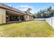 Large backyard with grassy area and covered patio at 4500 Stone Hedge Dr, Orlando, FL 32817