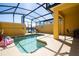 Private screened-in pool with patio furniture at 3045 Beach Palm Ave, Kissimmee, FL 34747