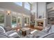 Large living area with hardwood floors, fireplace, and pool view at 3413 Lilas Ct, Windermere, FL 34786