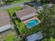 House with pool and large backyard; aerial view at 5405 Justine Way, Winter Park, FL 32792