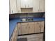 View of kitchen sink and cabinets with blue countertops at 1801 Hage Way, Orlando, FL 32805