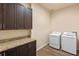 Laundry room with dark brown cabinets and granite countertop at 1943 Sipes Ave, Sanford, FL 32771