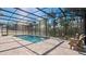 Private screened pool and patio with lush greenery views at 1406 Saxon Dr, New Smyrna Beach, FL 32169