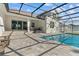 Enclosed pool and patio area with pavers, and a covered patio at 1406 Saxon Dr, New Smyrna Beach, FL 32169