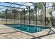 Enclosed rectangular swimming pool with a surrounding patio at 1406 Saxon Dr, New Smyrna Beach, FL 32169