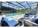 Private screened pool and patio with seating at 2432 Dubai St, Kissimmee, FL 34747