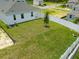 A large grassy backyard enclosed by a white vinyl fence, offers ample space at 27469 Black Kite Ave, Howey In The Hills, FL 34737