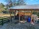 Covered horse stable with a rustic wooden structure at 3290 Red Fox Dr, Deltona, FL 32725