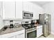 Modern kitchen with stainless steel appliances and granite countertops at 7740 Sandy Ridge Dr # 111, Reunion, FL 34747