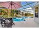 Inviting screened pool area with patio furniture and umbrella at 1727 Wood Violet Dr, Orlando, FL 32824