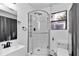 Bathroom featuring a glass enclosed shower, modern sink, and toilet at 520 Sw 38Th St, Ocala, FL 34471