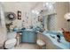 Bathroom with light blue vanity and a shower/tub combo at 6517 Precourt Dr, Orlando, FL 32809