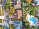 Aerial view of a house and community pool in a residential neighborhood at 942 Beresford Way, Lake Mary, FL 32746