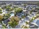 Aerial view of a house and community pool in a quiet neighborhood at 942 Beresford Way, Lake Mary, FL 32746