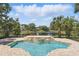 Beautiful pool overlooking the lake with stone features and mature landscaping at 6241 Blakeford Dr, Windermere, FL 34786