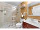 Clean bathroom with shower, toilet, and updated vanity at 2901 S Atlantic Ave # 702, Daytona Beach, FL 32118