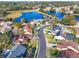 Aerial view of neighborhood near a lake at 626 Brookfield Loop, Lake Mary, FL 32746