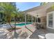 Extended covered patio perfect for outdoor dining and relaxation beside the sparkling pool at 9501 Hempel Cove Blvd, Windermere, FL 34786