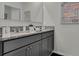 Double vanity bathroom with granite countertops and gray cabinets at 2912 Moulin Rd, Davenport, FL 33837