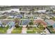 Aerial view of a residential neighborhood with lake access at 1122 Hacienda Cir, Kissimmee, FL 34741