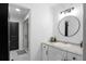 Bathroom with updated vanity and walk-in shower at 2540 Albany Dr, Kissimmee, FL 34758