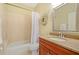 Bathroom with a shower/tub combo and granite vanity at 2984 Cedar Glen Pl, Oviedo, FL 32765