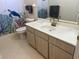 Clean bathroom with single vanity and tub shower at 3315 Newbliss Cir, Ormond Beach, FL 32174