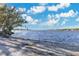 Peaceful lakefront view with sandy beach and mature trees at 4108 Downeast Ln, Windermere, FL 34786