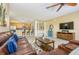 Inviting living room featuring a plush leather sofa, open layout, and seamless flow to the kitchen area at 5012 Shoreway Loop # 10207, Orlando, FL 32819