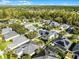 An aerial view of a residential neighborhood surrounded by trees at 3063 Juneberry Ter, Oviedo, FL 32766