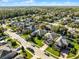 A high-angle street view with mature landscaping, sidewalks, and diverse home styles in a tranquil community at 3063 Juneberry Ter, Oviedo, FL 32766