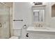 Clean bathroom features a tiled shower, modern vanity, and updated fixtures at 6034 Westgate Dr # 202, Orlando, FL 32835