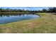 Serene lake view with lush green grass at 925 Magnolia Ave, Holly Hill, FL 32117