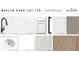 Kitchen and bathroom finishes selection board at 6581 Quest St, St Cloud, FL 34771