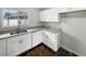 White kitchen with granite countertops and a view of the backyard at 8813 Parliament Ct, Kissimmee, FL 34747