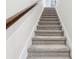 Carpeted staircase with wooden handrail at 9457 Randal Park Blvd, Orlando, FL 32832