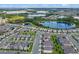 Aerial view of houses and lake in a residential community at 9693 Lost Creek Dr, Winter Garden, FL 34787