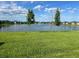 Peaceful lake view with lush landscaping and fountain at 17795 Blazing Star Cir, Clermont, FL 34714