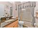 Guest bathroom with granite countertop and shower/tub combo at 3683 Half Moon Dr, Orlando, FL 32812