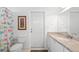 Simple bathroom with granite vanity and shower at 8835 Spyglass Loop, Clermont, FL 34711