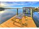 Picturesque dock featuring a picnic table, perfect for enjoying serene waterfront views and relaxation at 218 S Venetian Way, Port Orange, FL 32127