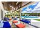 Inviting covered patio with comfortable seating, perfect for relaxing and enjoying the view of the sparkling pool at 2628 Calistoga Ave, Kissimmee, FL 34741