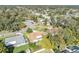 Drone image displays the real estate property including surrounding neighborhoods, streets, pools and green space at 4130 Floralwood Ct, Orlando, FL 32812