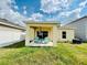 Covered patio with wicker chairs and a small table at 6976 Church Lake St, Groveland, FL 34736