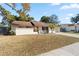 Single-story house with brown roof, red door, and landscaped front yard at 1163 Queen Elaine Dr, Casselberry, FL 32707