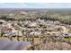 Expansive aerial view of lakeside homes in a beautiful planned community featuring lush tree coverage at 1633 Corner Meadow Cir, Orlando, FL 32820