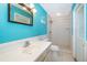 Bathroom with a walk-in shower and single vanity at 808 N Shore Dr, Leesburg, FL 34748