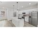Modern kitchen with white cabinets, stainless steel appliances, and island at 16895 Sw 50Th Cir, Ocala, FL 34473